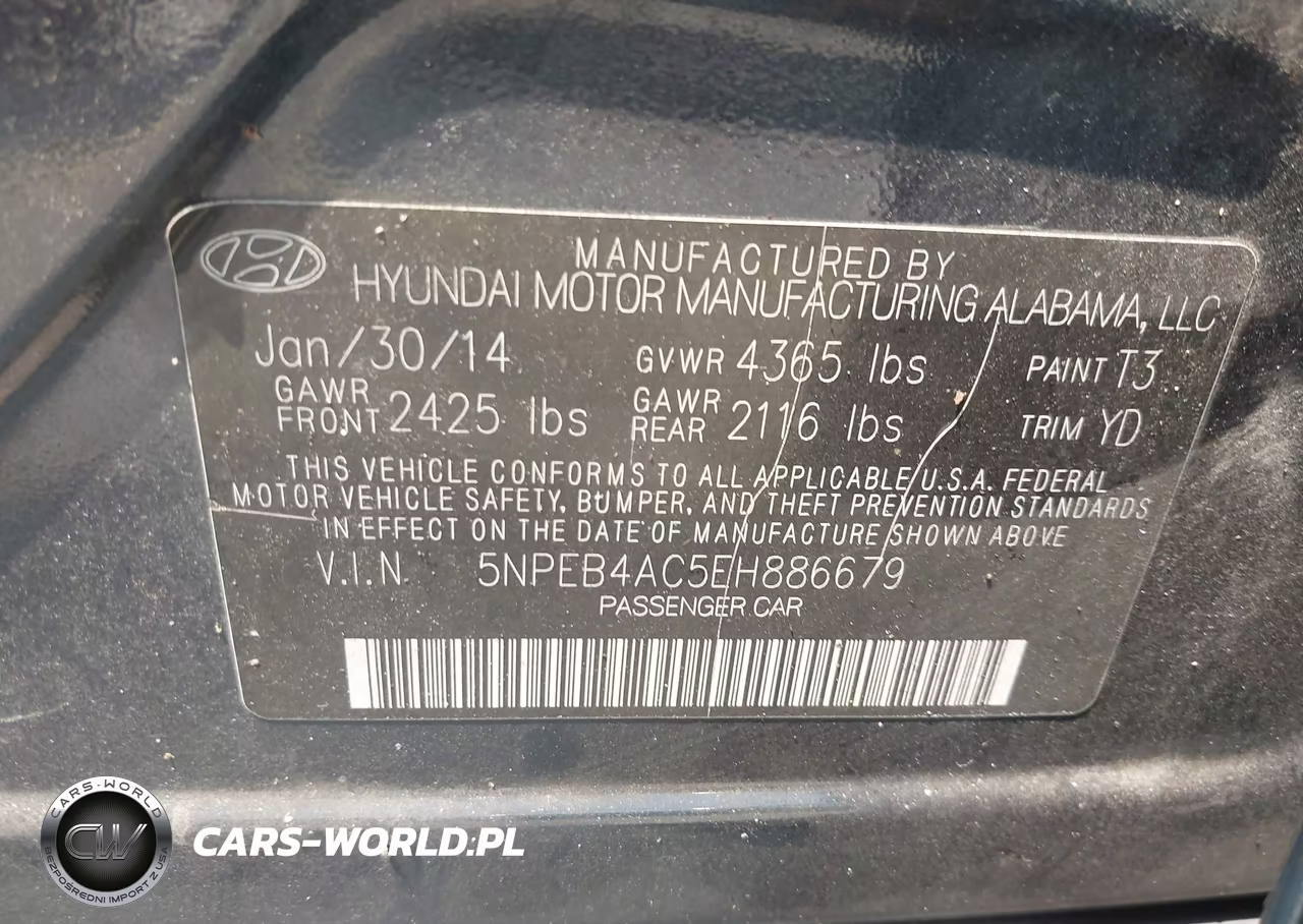 2014 Hyundai Sonata Gls VIN:5NPEB4AC5EH886679 - 9