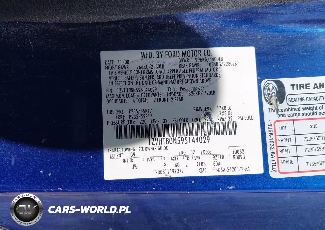 2009 Ford Mustang V6-V6 Premium VIN:1ZVHT80N595144029 - 9