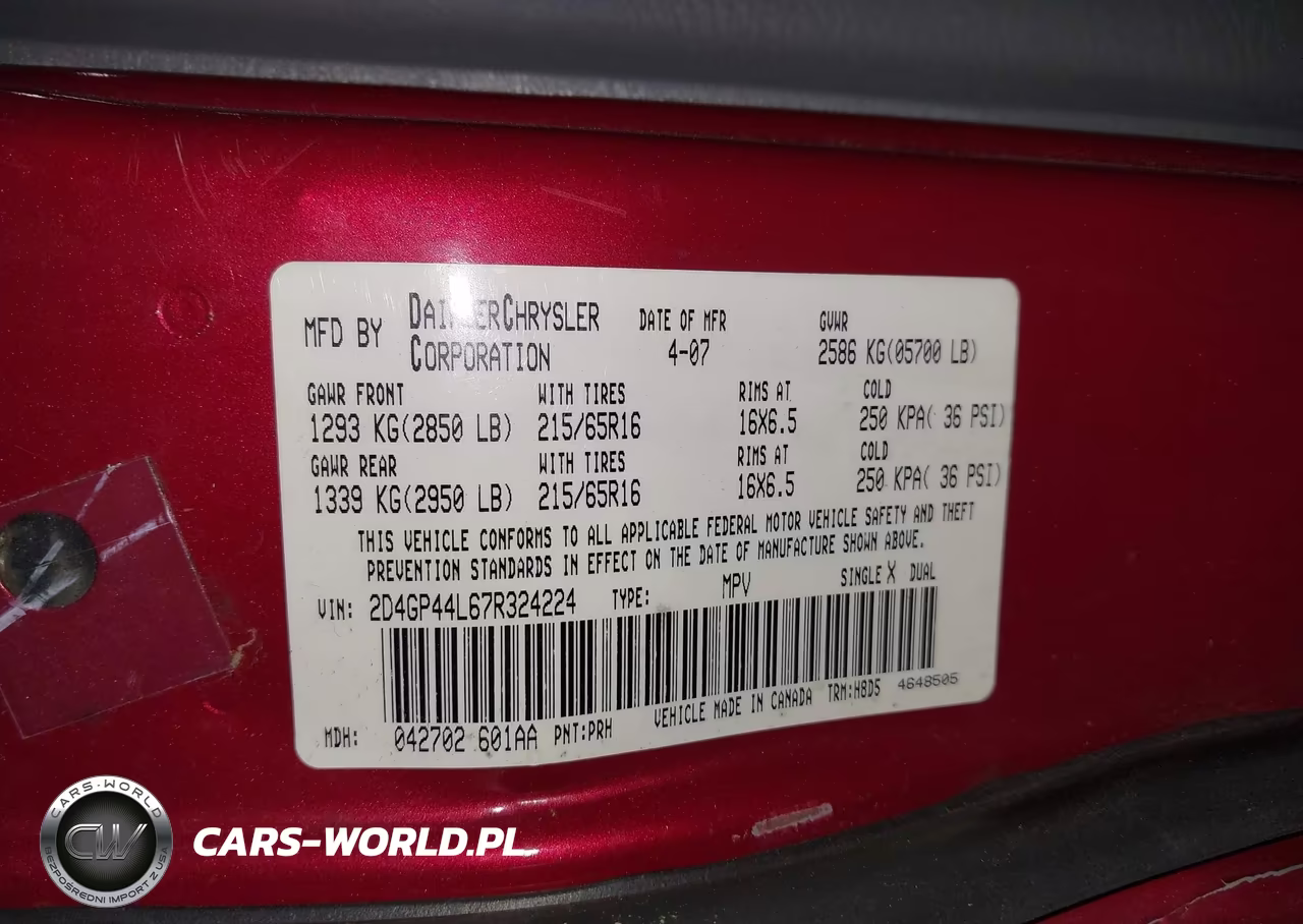 2007 Dodge Grand Caravan Sxt VIN:2D4GP44L67R324224 - 9
