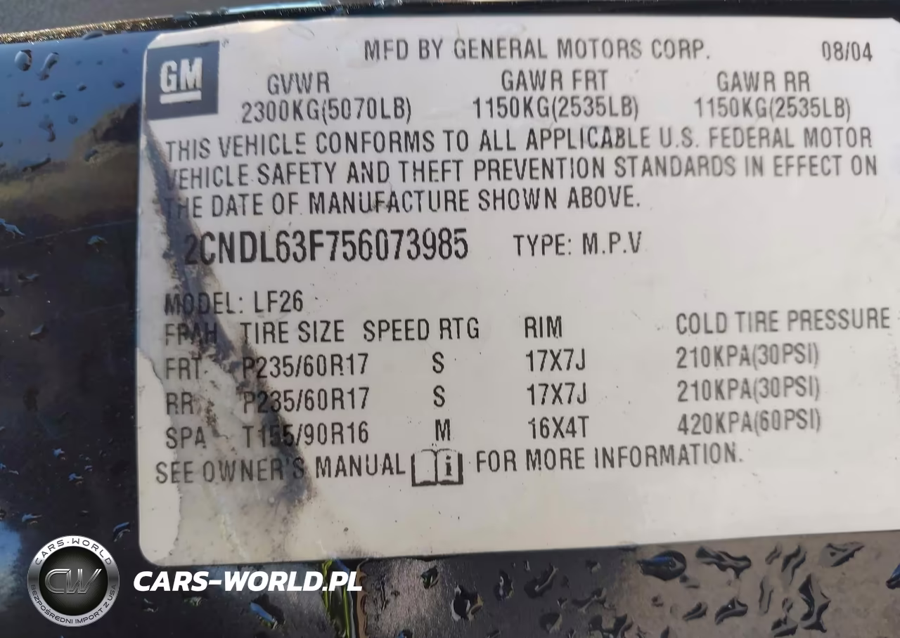 2005 Chevrolet Equinox Lt VIN:2CNDL63F756073985 - 9