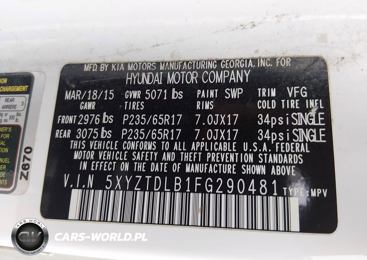 2015 Hyundai Santa Fe Sport 2.4L VIN:5XYZTDLB1FG290481 - 9