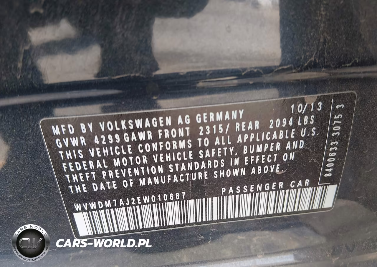 2014 Volkswagen Golf 2.0L Tdi VIN:WVWDM7AJ2EW010667 - 9