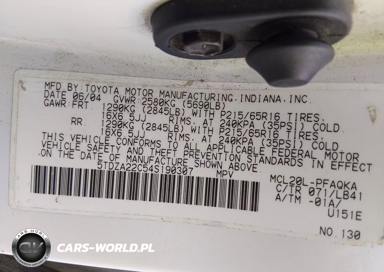 2004 Toyota Sienna Xle VIN:5TDZA22C54S190307 - 9