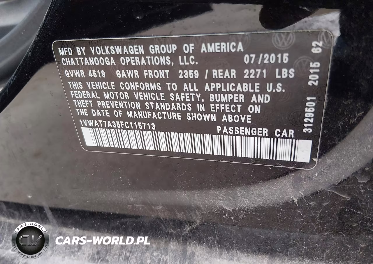 2015 Volkswagen Passat 1.8T Limited Edition VIN:1VWAT7A35FC115713 - 9