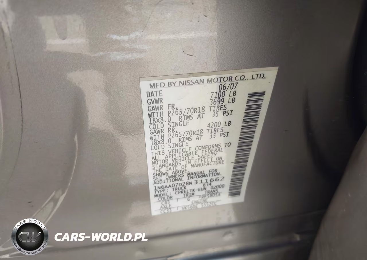 2008 Nissan Titan Se VIN:1N6AA07D28N311662 - 9