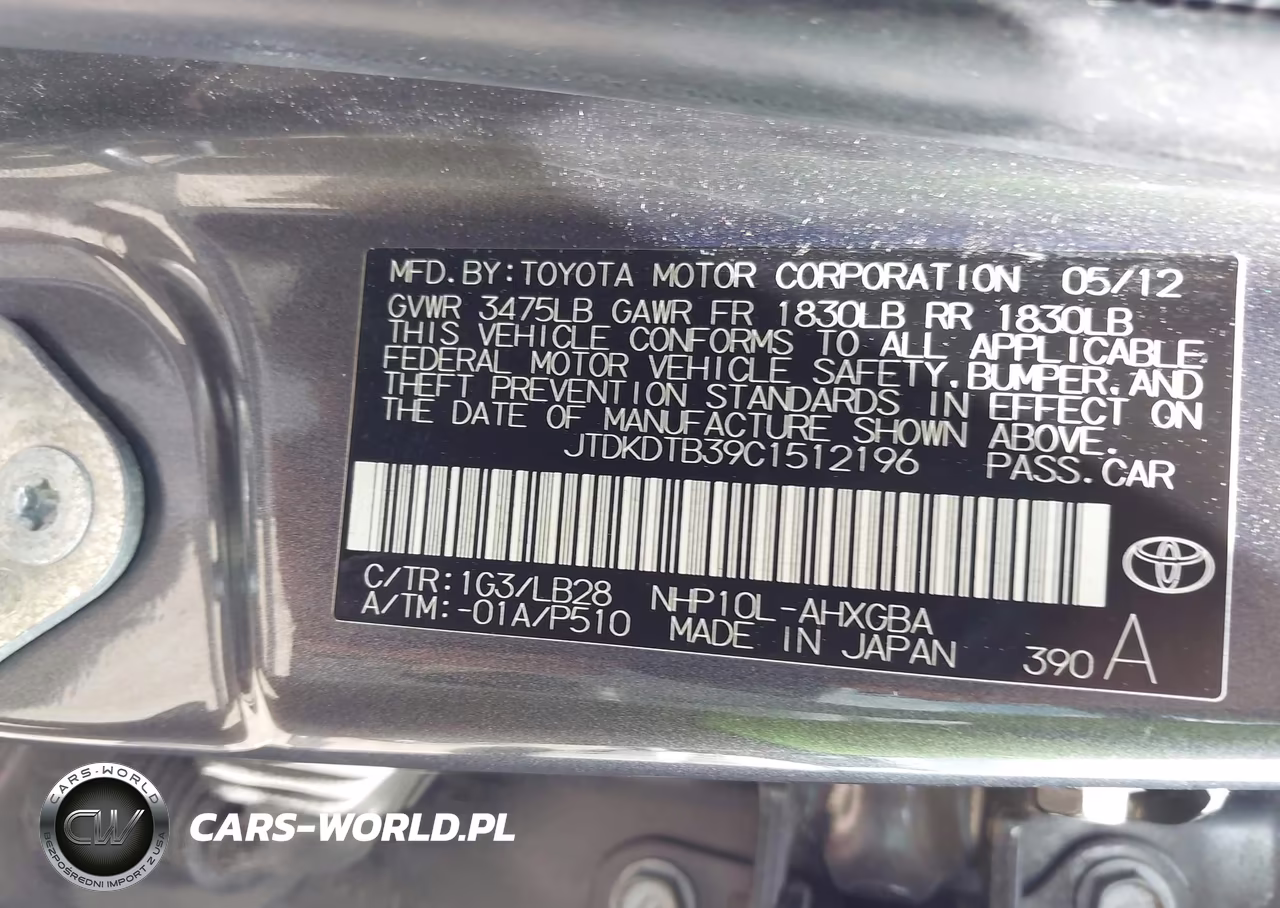 2012 Toyota Prius C Four VIN:JTDKDTB39C1512196 - 9