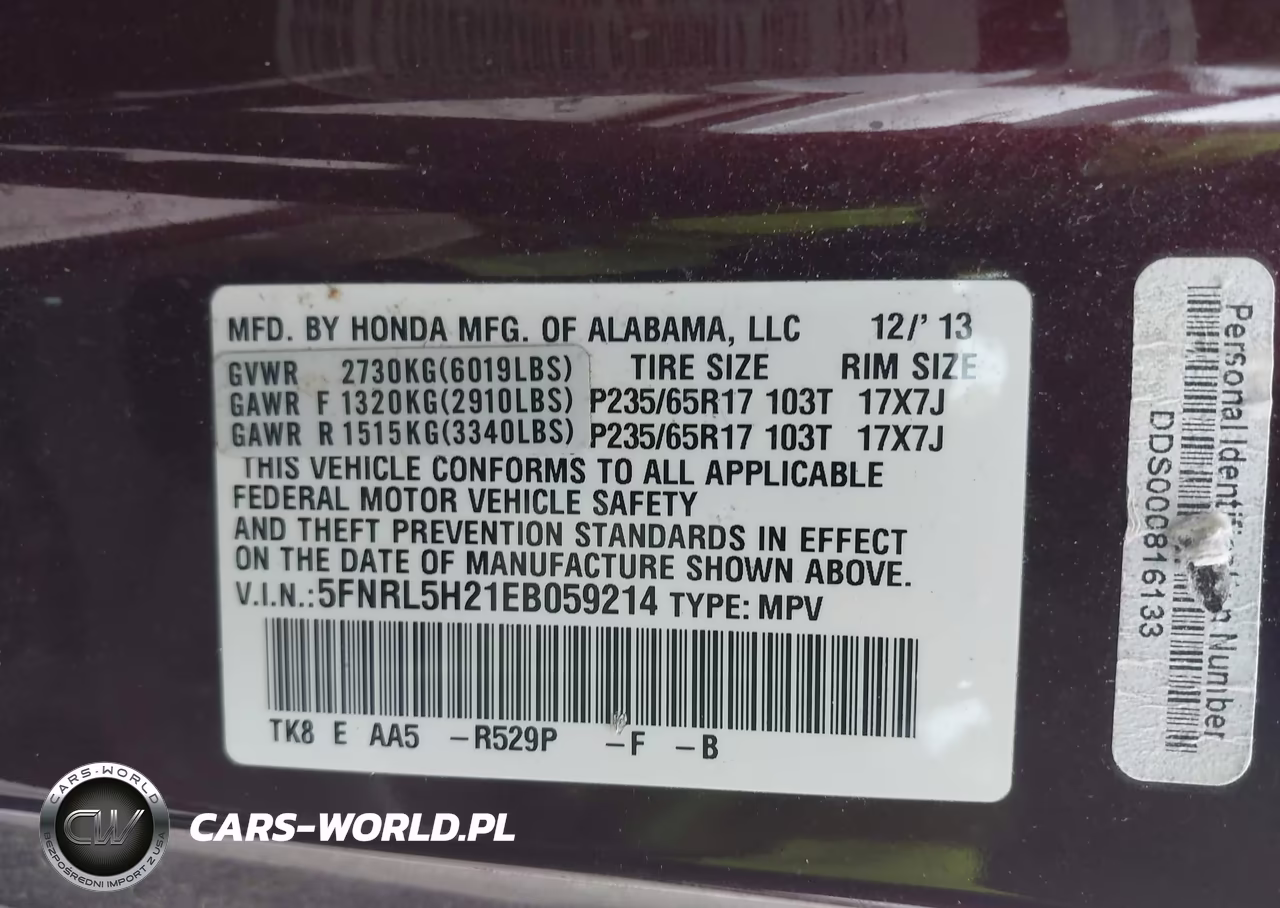 2014 Honda Odyssey Lx VIN:5FNRL5H21EB059214 - 9