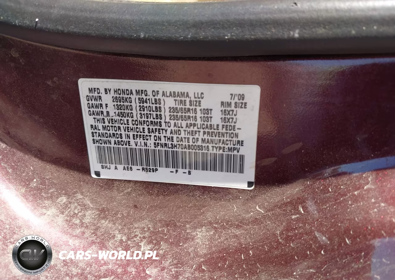 2010 Honda Odyssey Ex-L VIN:5FNRL3H70AB005316 - 9