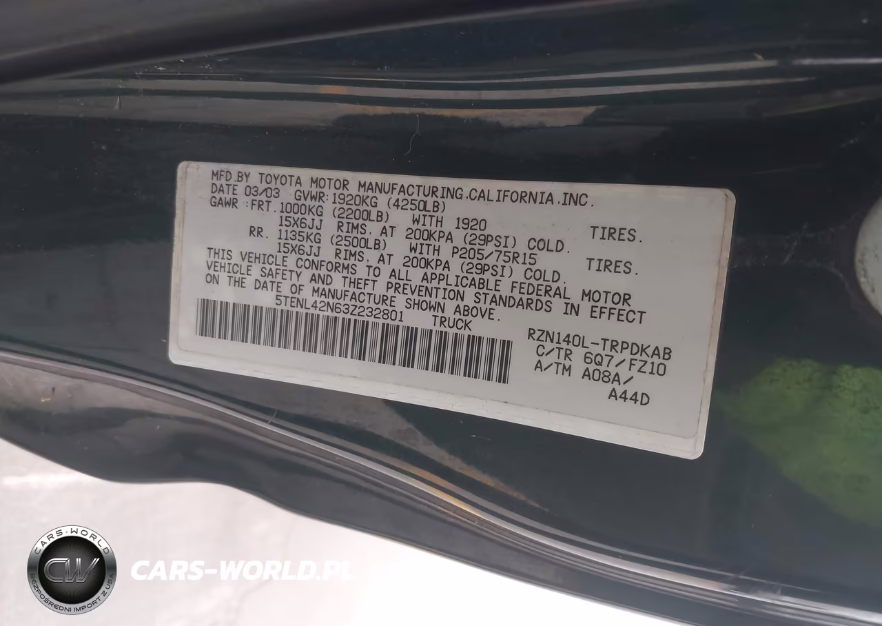 2003 Toyota Tacoma VIN:5TENL42N63Z232801 - 9