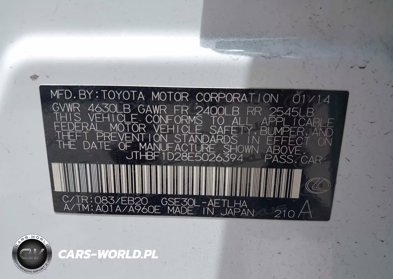 2014 Lexus Is 250 VIN:JTHBF1D28E5026394 - 9