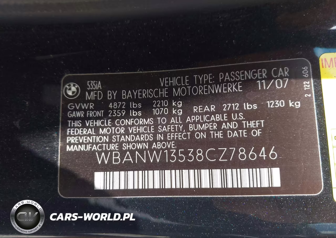 2008 BMW 535I VIN:WBANW13538CZ78646 - 9