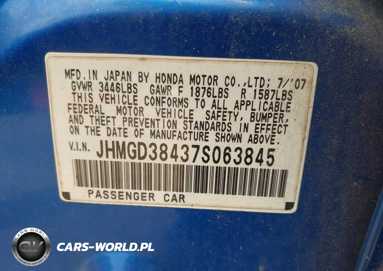 2007 Honda Fit VIN:JHMGD38437S063845 - 9