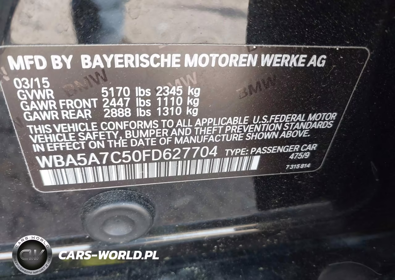 2015 BMW 528I xDrive VIN:WBA5A7C50FD627704 - 9