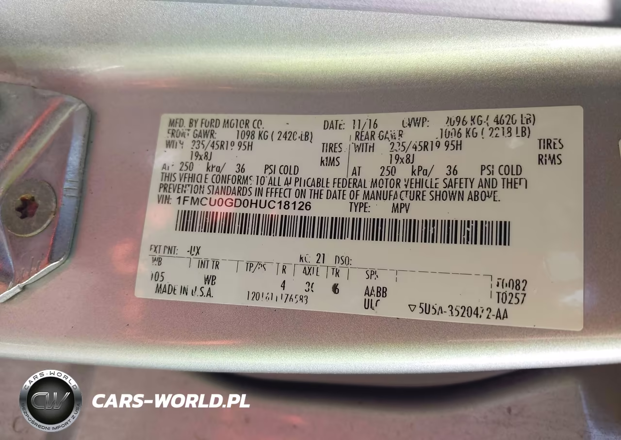 2017 Ford Escape Se VIN:1FMCU0GD0HUC18126 - 9