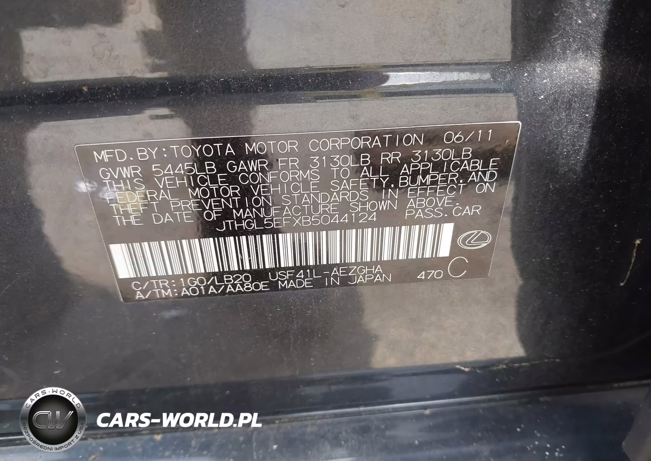 2011 Lexus Ls 460 L VIN:JTHGL5EFXB5044124 - 9