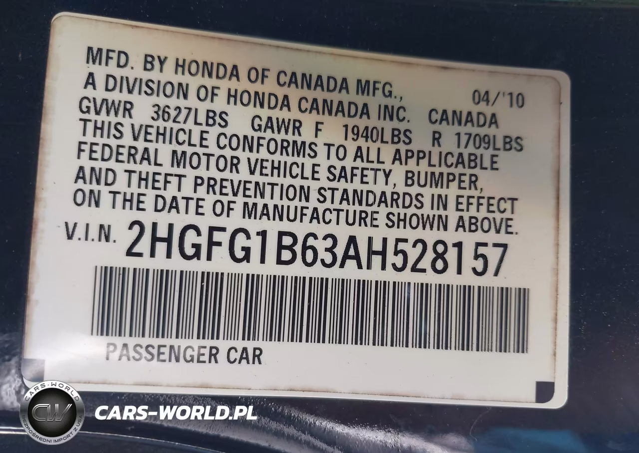 2010 HONDA CIVIC LX VIN:2HGFG1B63AH528157 - 9