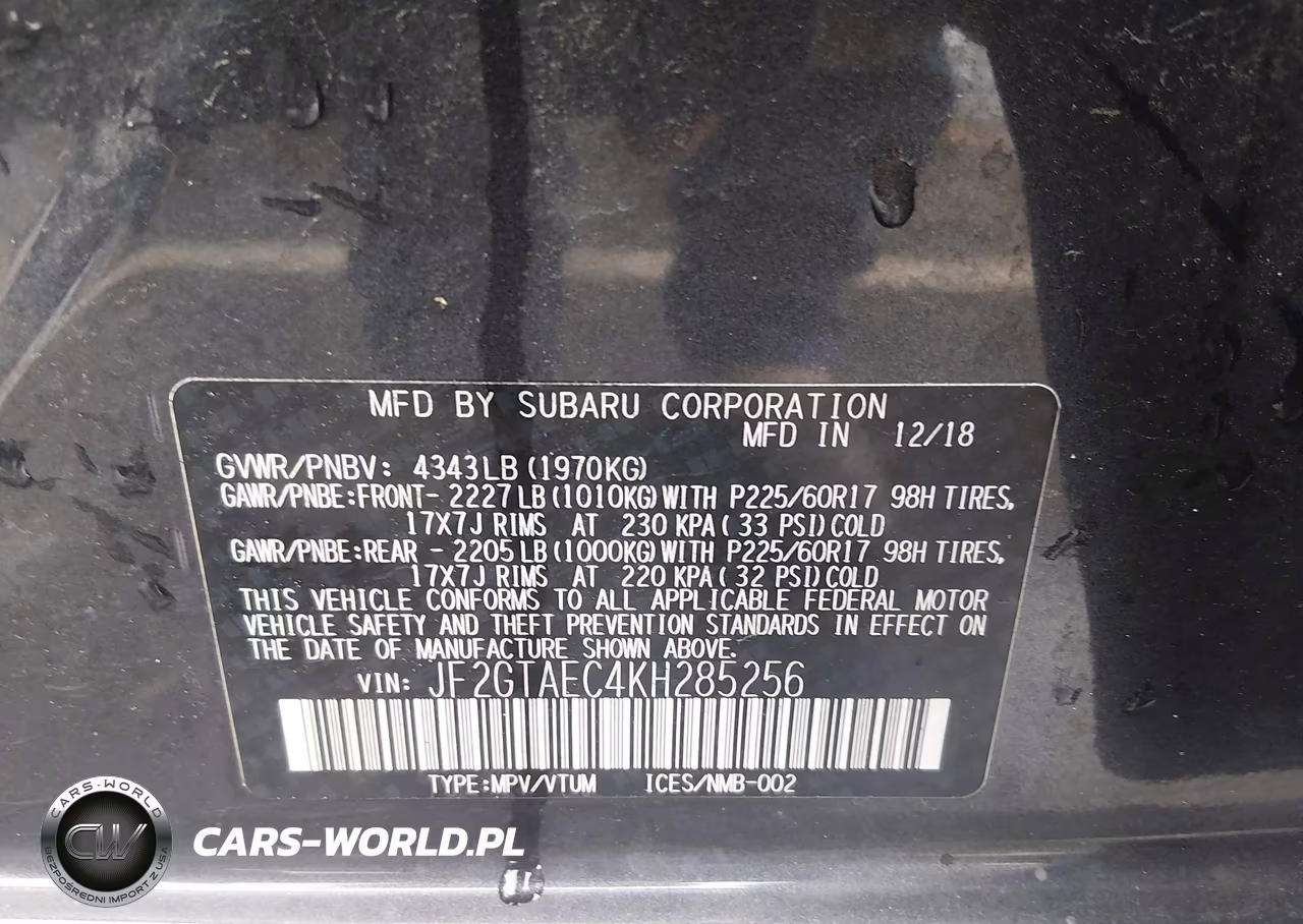 2019 Subaru Crosstrek 2.0I Premium VIN:JF2GTAEC4KH285256 - 9
