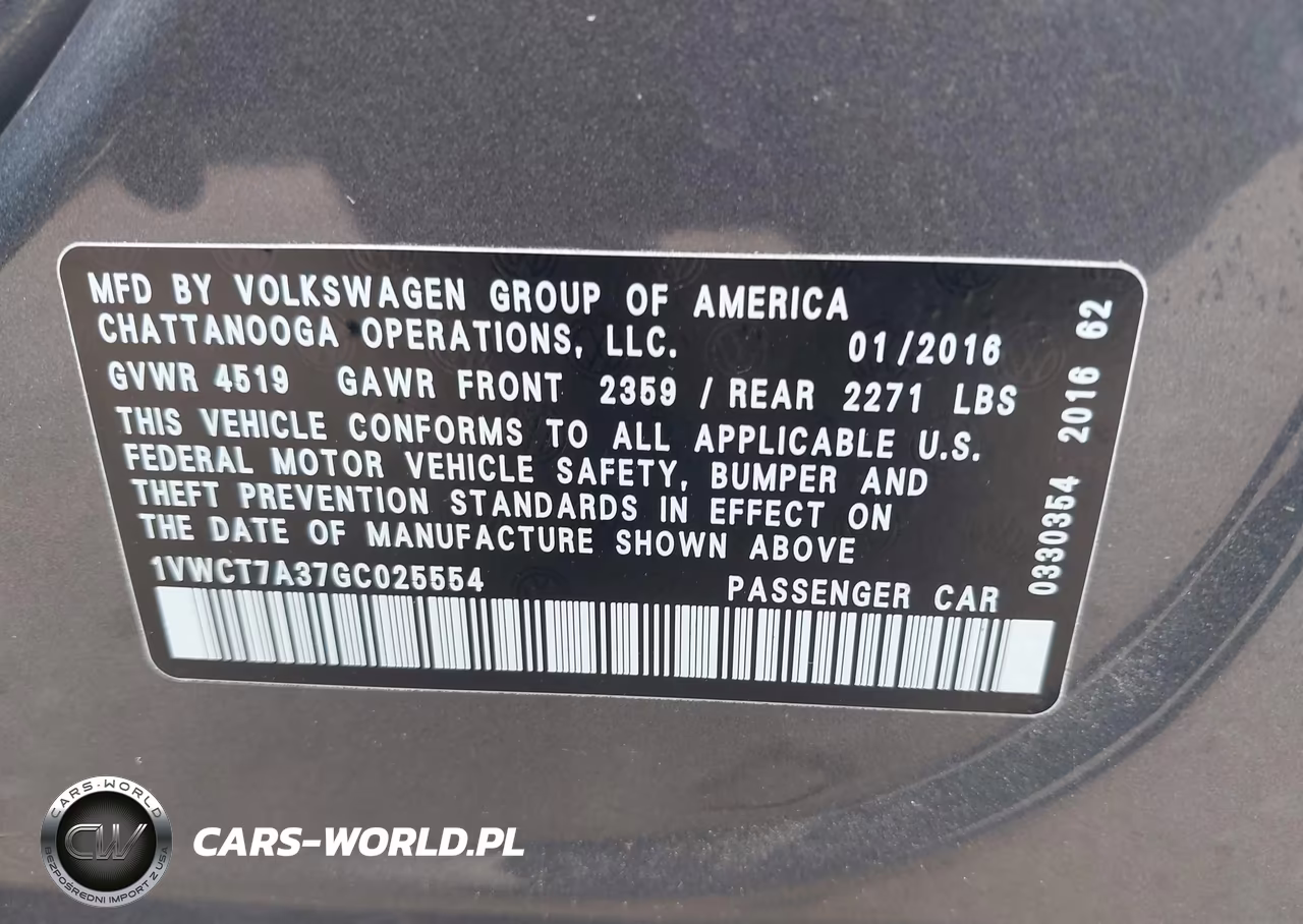 2016 Volkswagen Passat 1.8T Sel VIN:1VWCT7A37GC025554 - 9