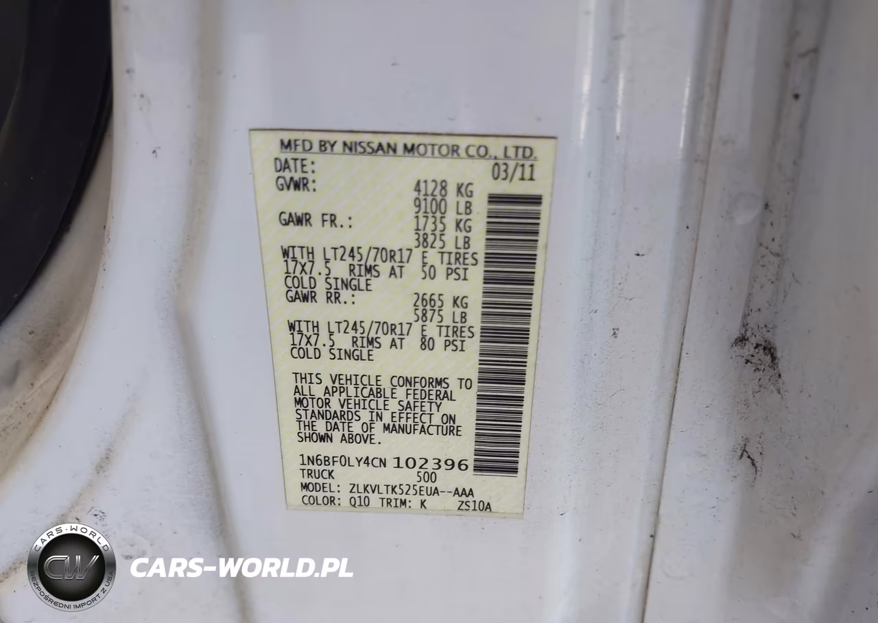 2012 Nissan Nv 2500 Nv2500 Hd Sv V6 VIN:1N6BF0LY4CN102396 - 9