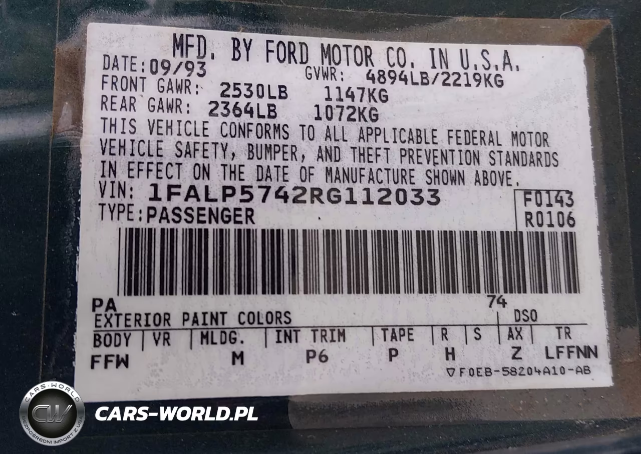 1994 Ford Taurus Gl VIN:1FALP5742RG112033 - 9