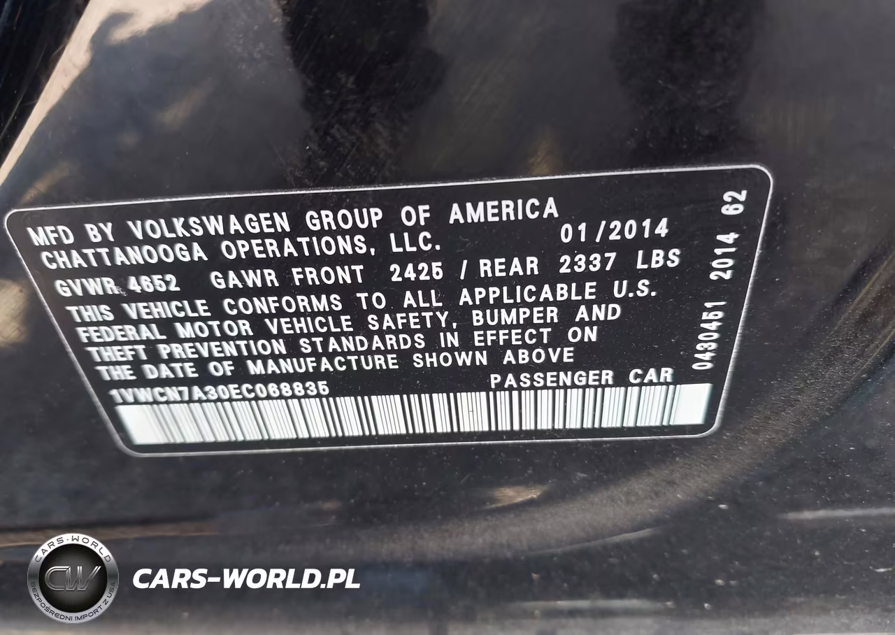 2014 Volkswagen Passat 2.0L Tdi Sel Premium VIN:1VWCN7A30EC068835 - 9