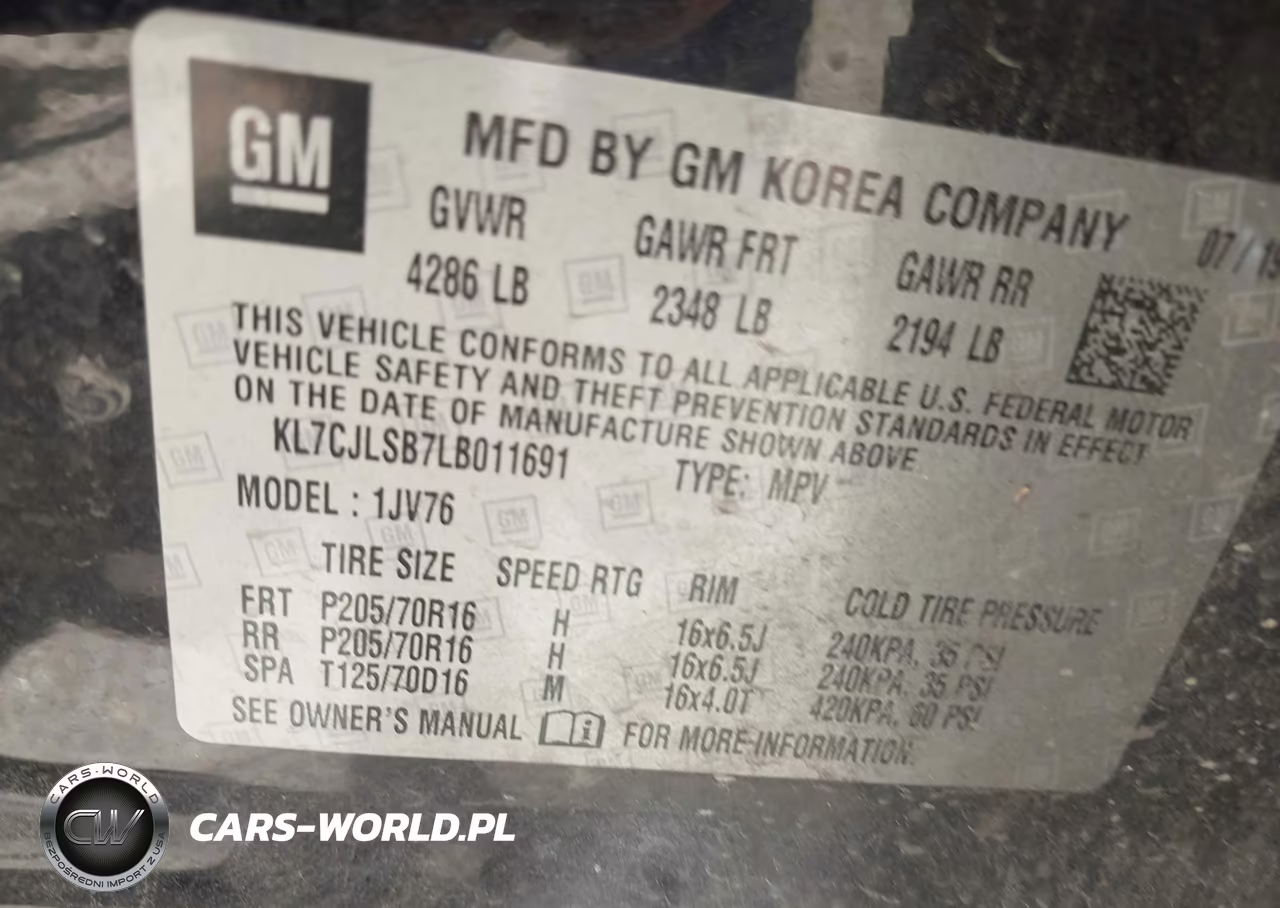 2020 Chevrolet Trax Fwd Lt VIN:KL7CJLSB7LB011691 - 9