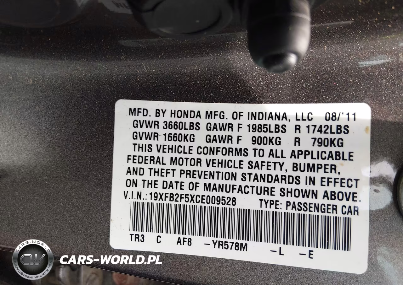 2012 Honda Civic Lx VIN:19XFB2F5XCE009528 - 9