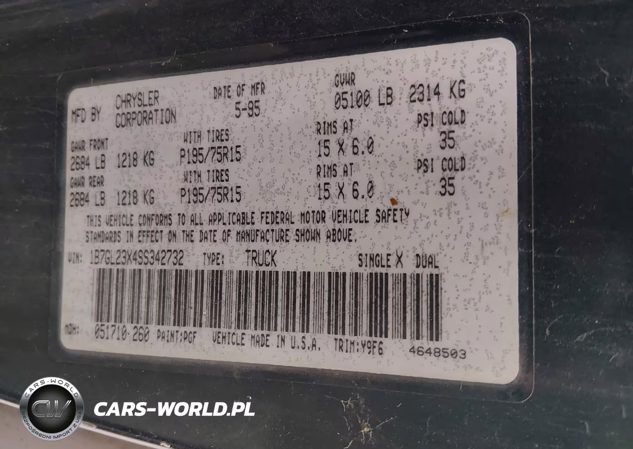 1995 Dodge Dakota VIN:1B7GL23X4SS342732 - 9