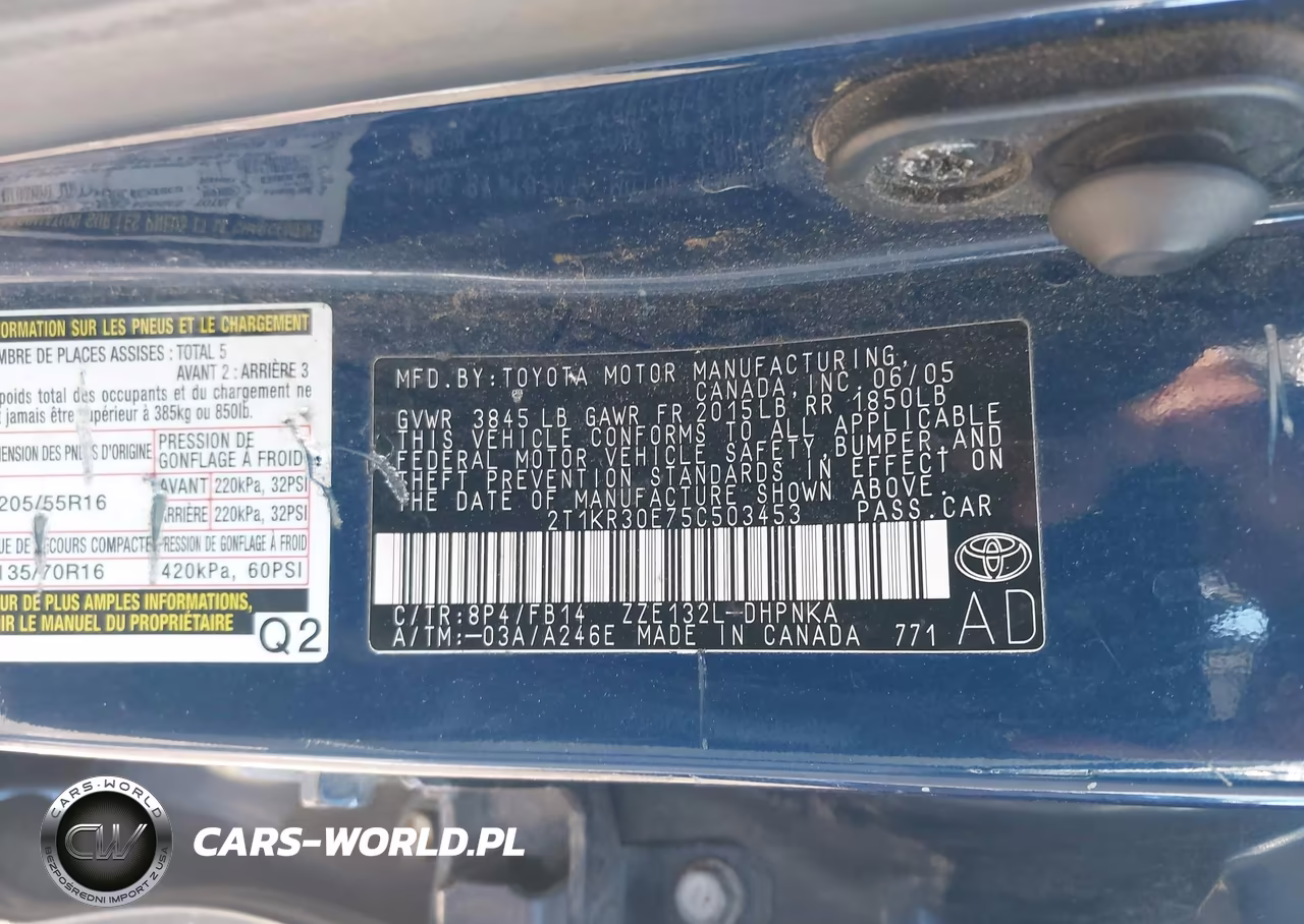 2005 Toyota Matrix Xr VIN:2T1KR30E75C503453 - 9