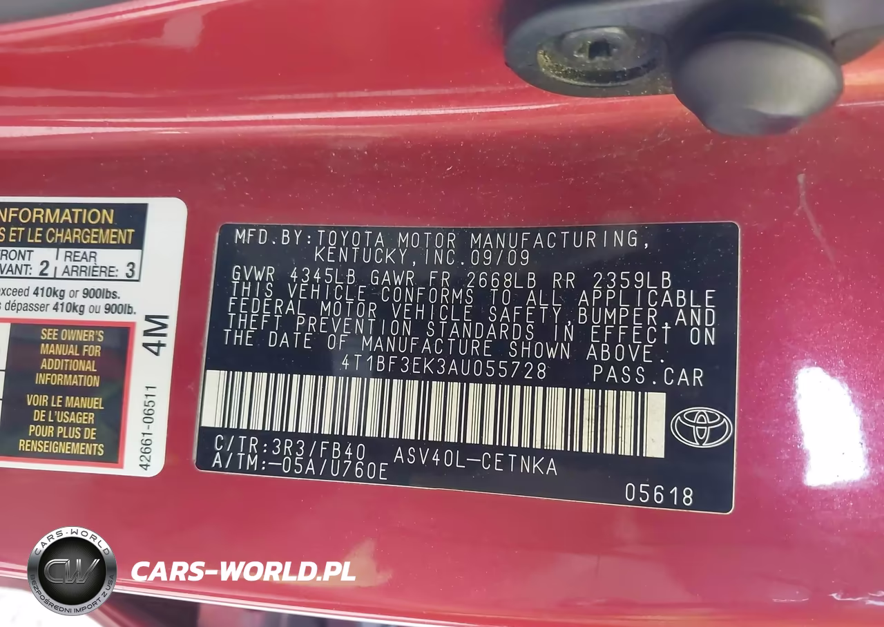 2010 Toyota Camry Le VIN:4T1BF3EK3AU055728 - 9