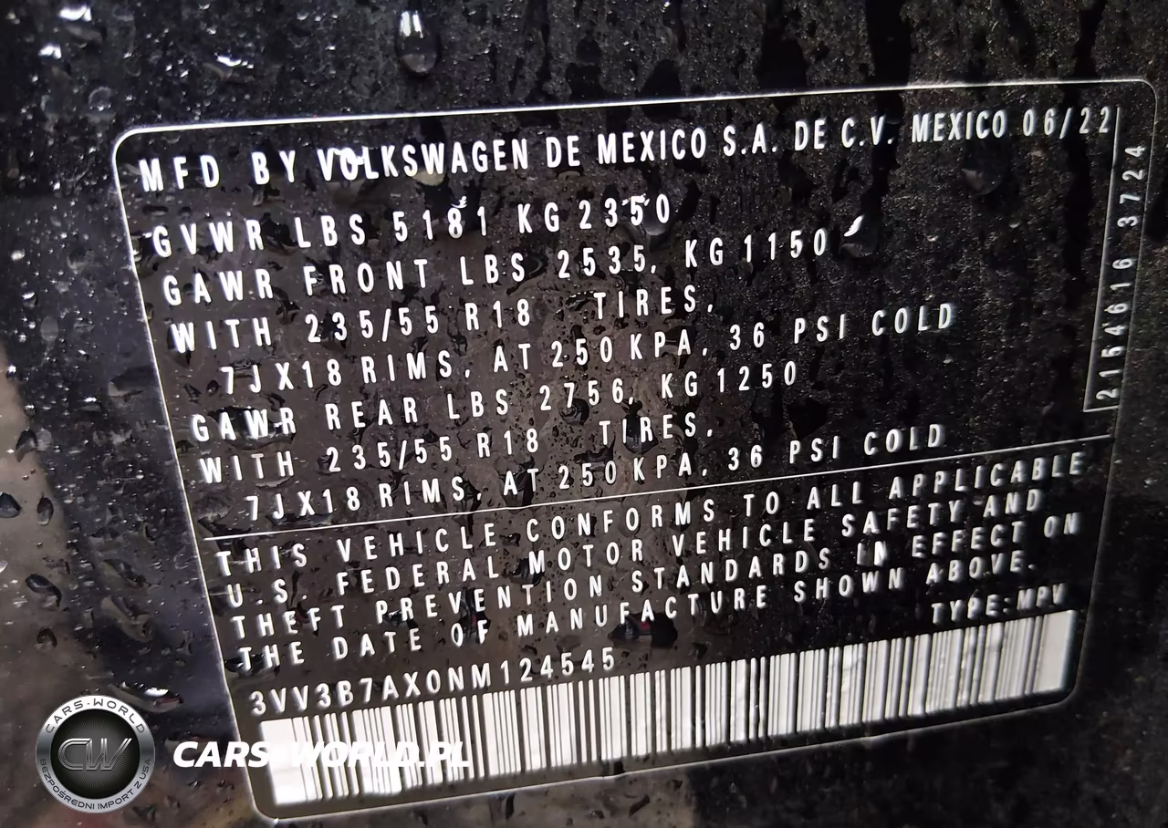2022 Volkswagen Tiguan 2.0T Se VIN:3VV3B7AX0NM124545 - 9