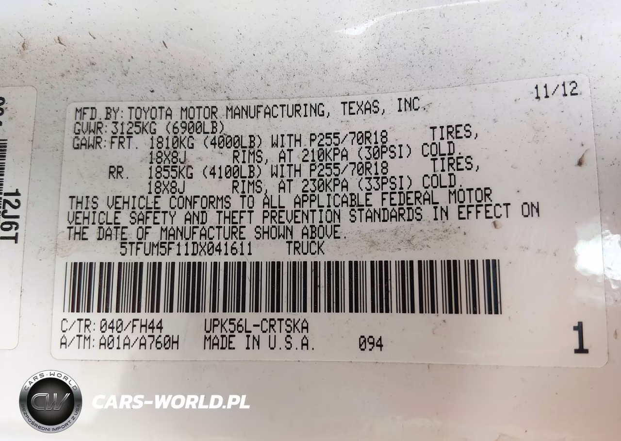 2013 Toyota Tundra Grade 4.6L V8 VIN:5TFUM5F11DX041611 - 9