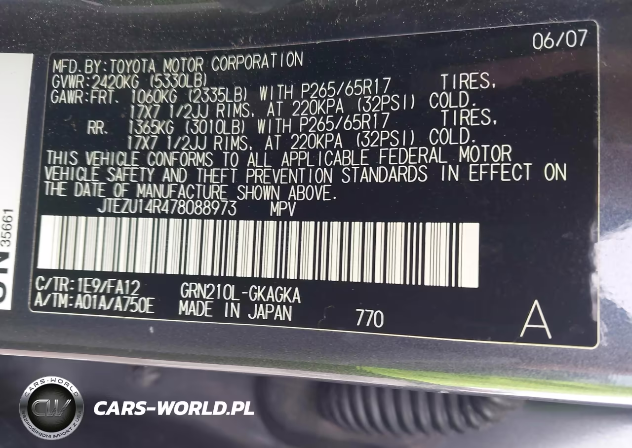 2007 Toyota 4Runner Sr5 VIN:JTEZU14R478088973 - 9