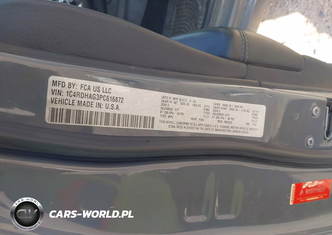 2023 Dodge Durango Sxt Rwd VIN:1C4RDHAG3PC616872 - 9