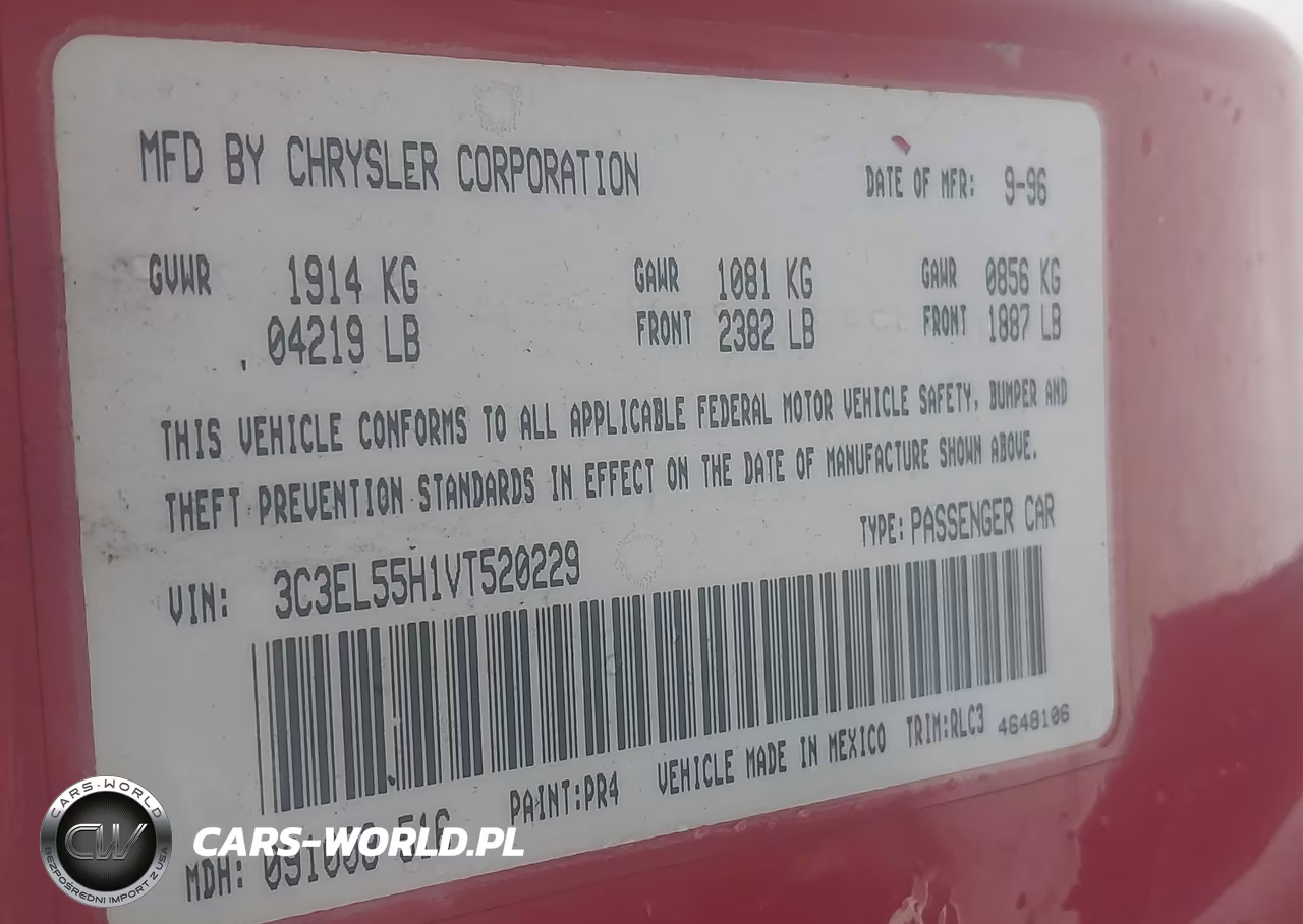 1997 Chrysler Sebring Jxi VIN:3C3EL55H1VT520229 - 9