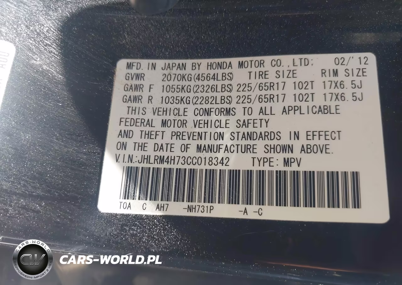 2012 Honda Cr-V Ex-L VIN:JHLRM4H73CC018342 - 9