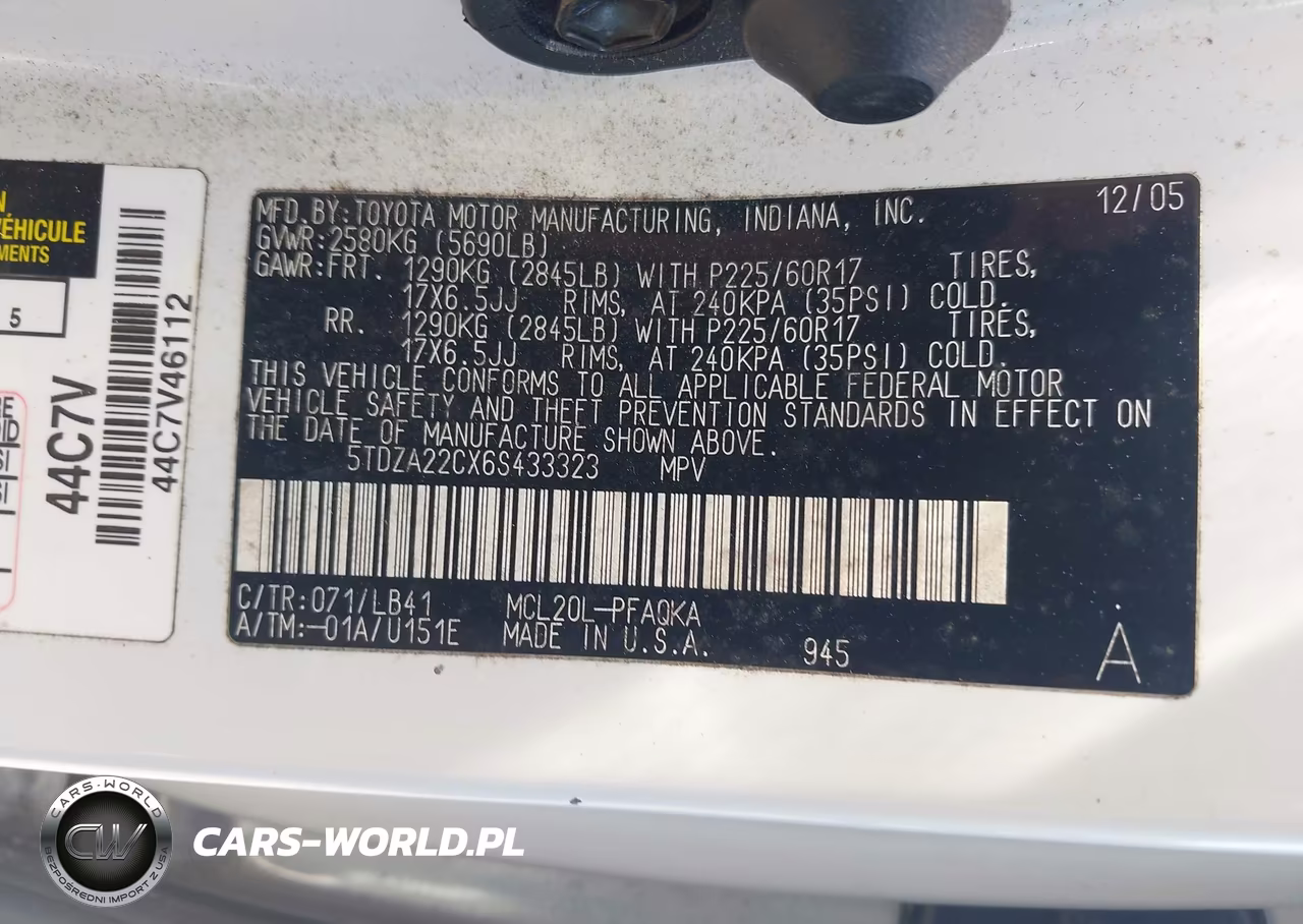 2006 Toyota Sienna Xle VIN:5TDZA22CX6S433323 - 9