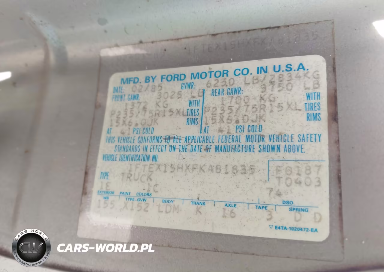 1985 Ford F150 VIN:1FTEX15HXFKA81835 - 9