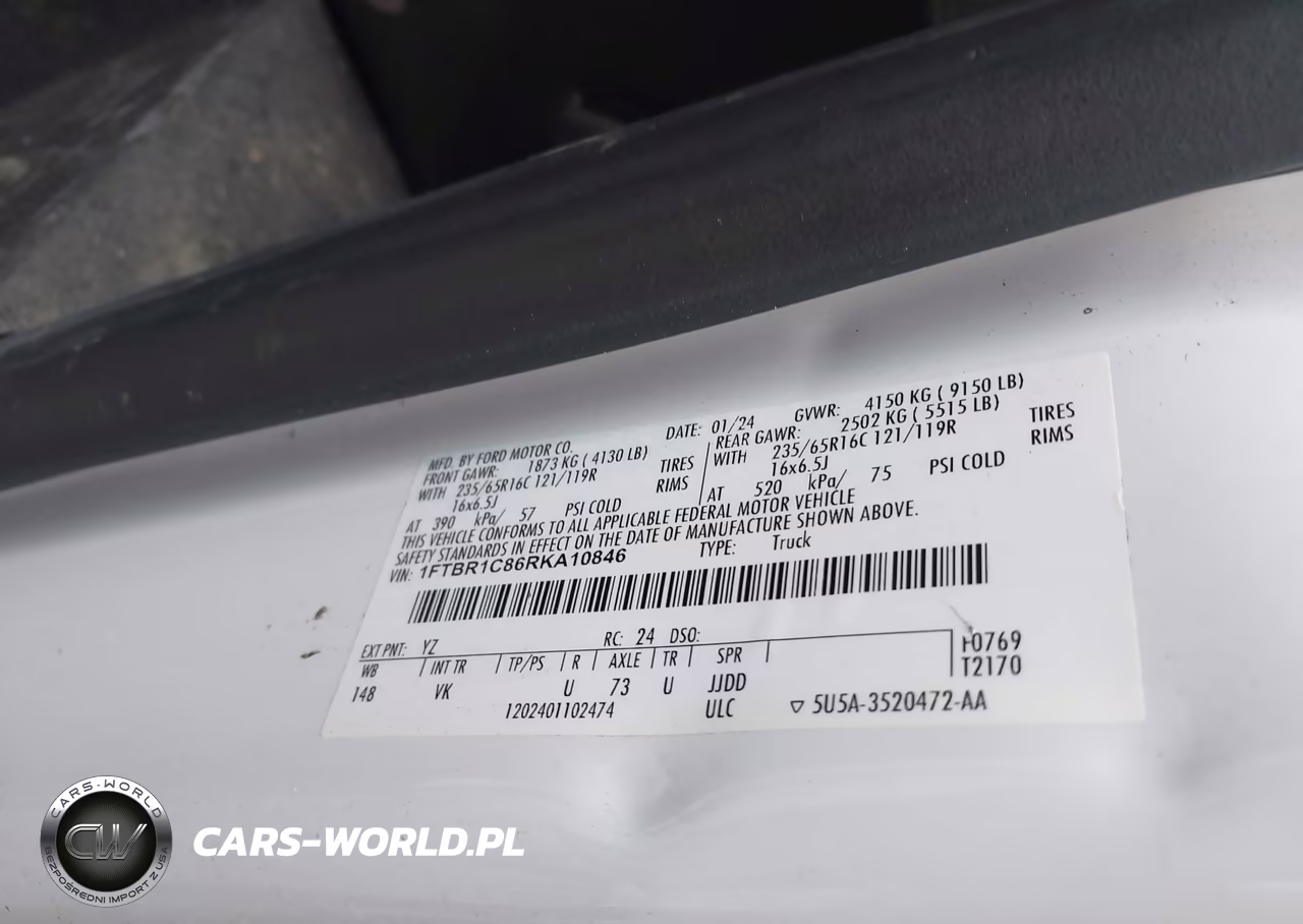 2024 Ford Transit-250 VIN:1FTBR1C86RKA10846 - 9