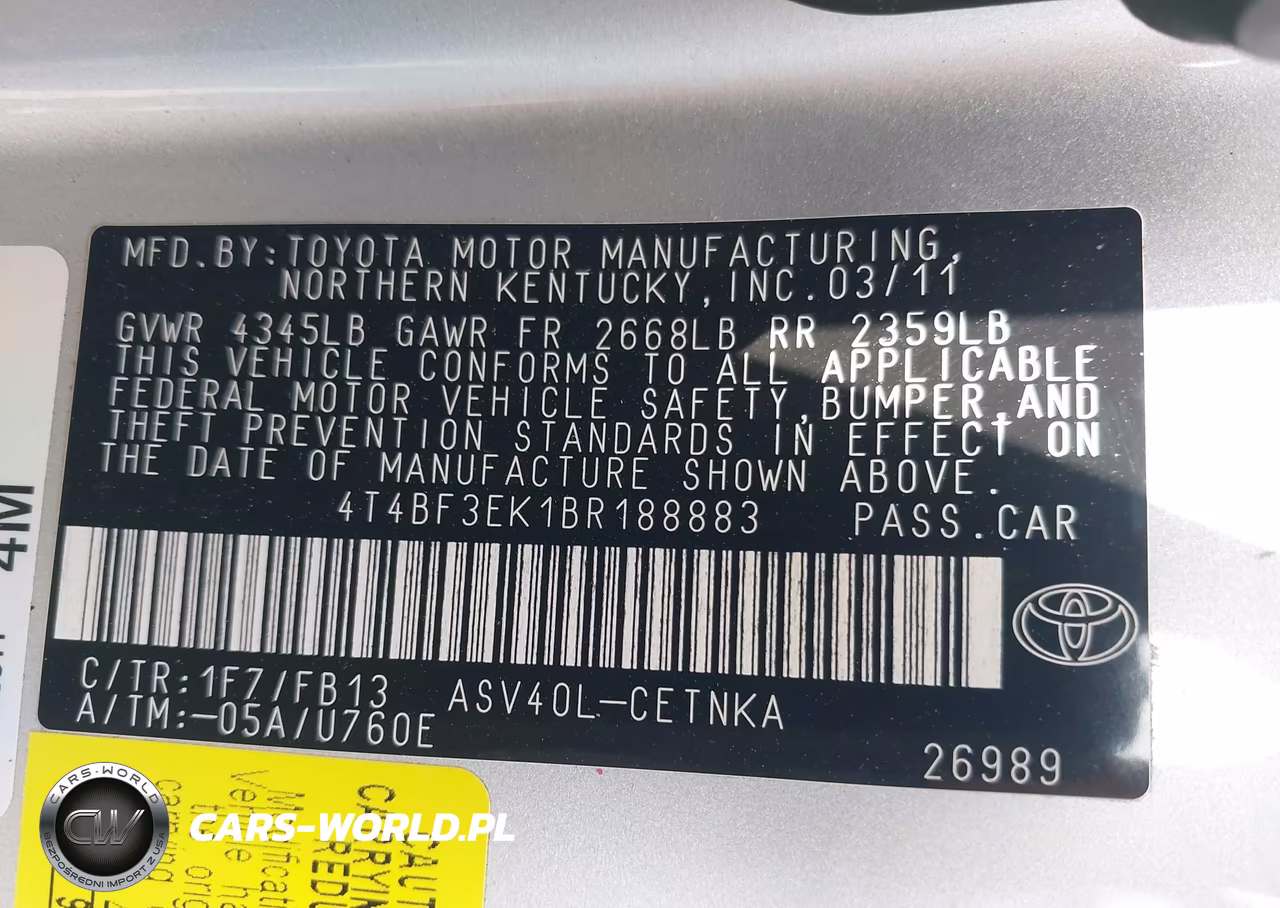 2011 Toyota Camry Le VIN:4T4BF3EK1BR188883 - 9