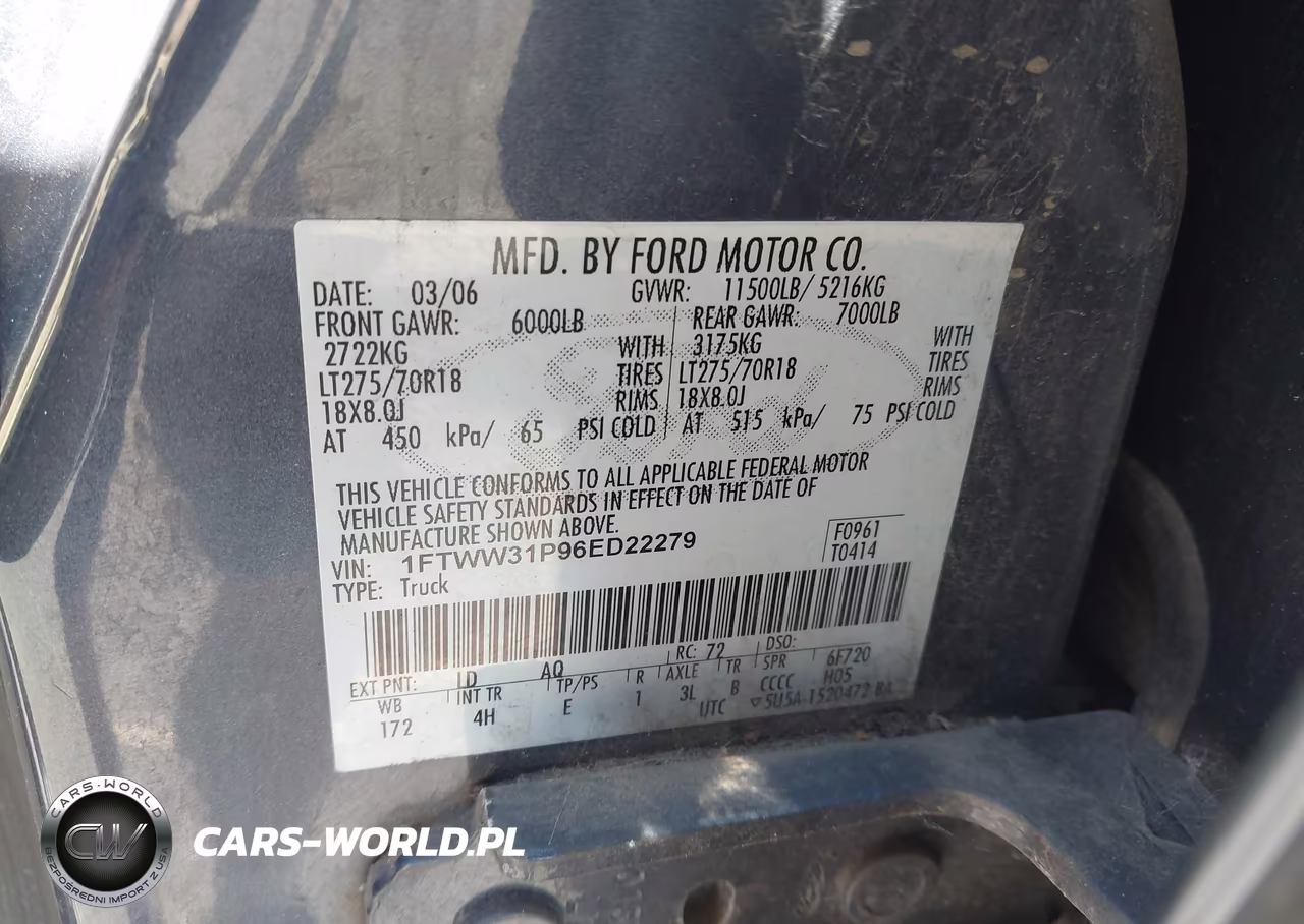 2006 Ford F-350 Lariat-Xl-Xlt VIN:1FTWW31P96ED22279 - 9