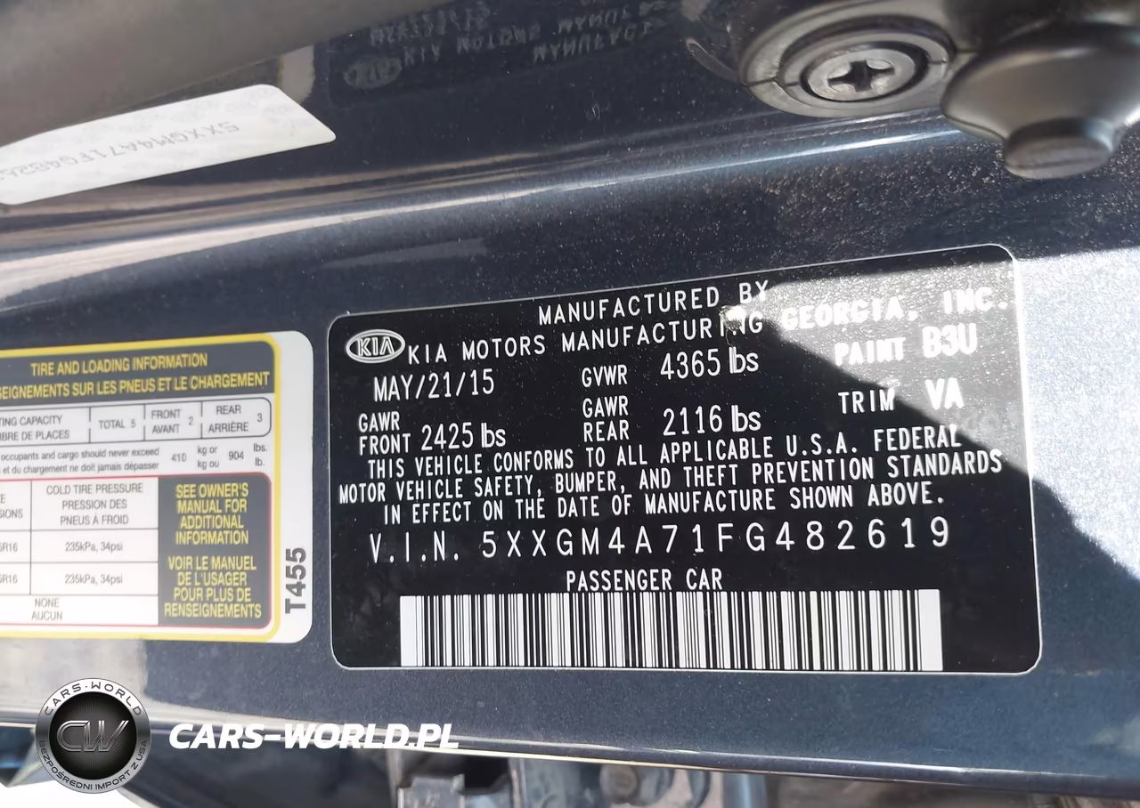 2015 Kia Optima Lx VIN:5XXGM4A71FG482619 - 9