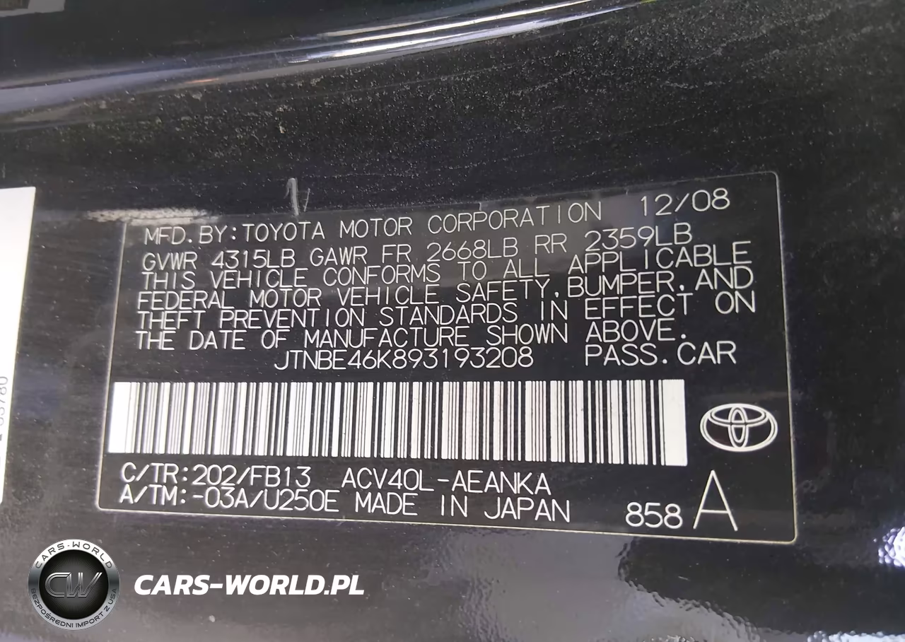 2009 Toyota Camry Le-Se-Xle VIN:JTNBE46K893193208 - 9