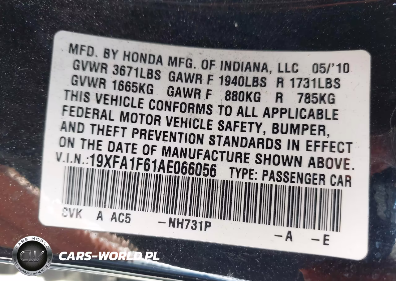 2010 Honda Civic Lx-S VIN:19XFA1F61AE066056 - 9