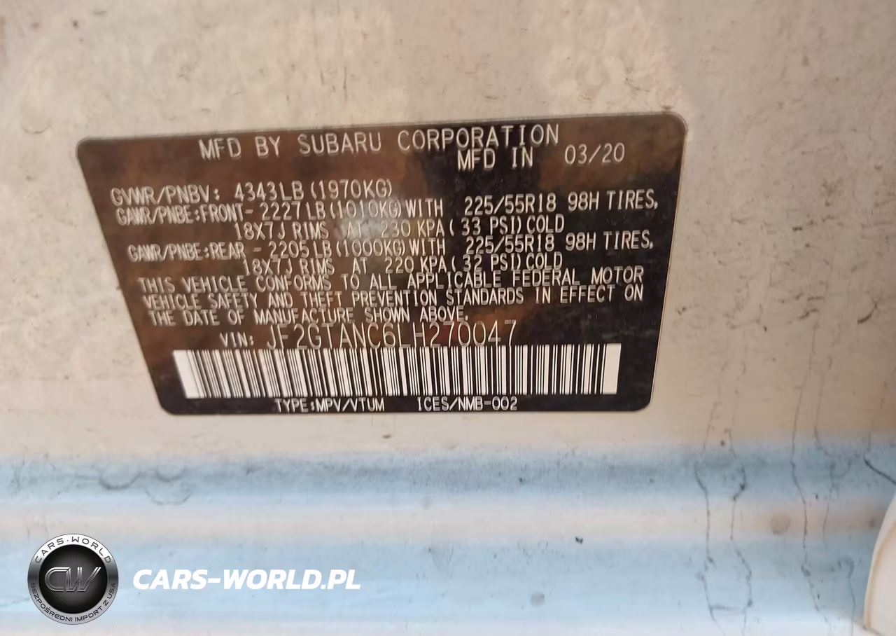 2020 Subaru Crosstrek Limited VIN:JF2GTANC6LH270047 - 9