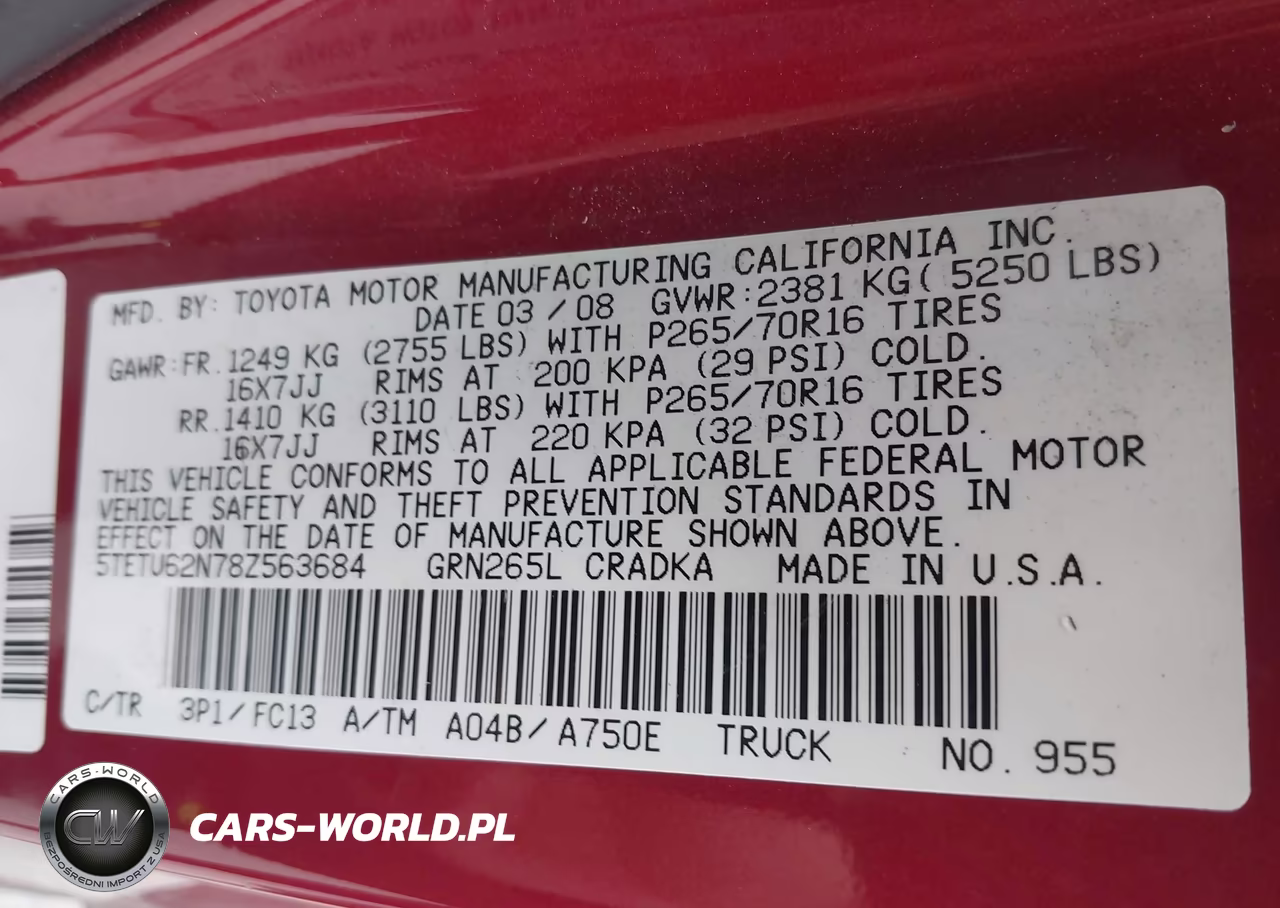 2008 Toyota Tacoma Prerunner V6 VIN:5TETU62N78Z563684 - 9