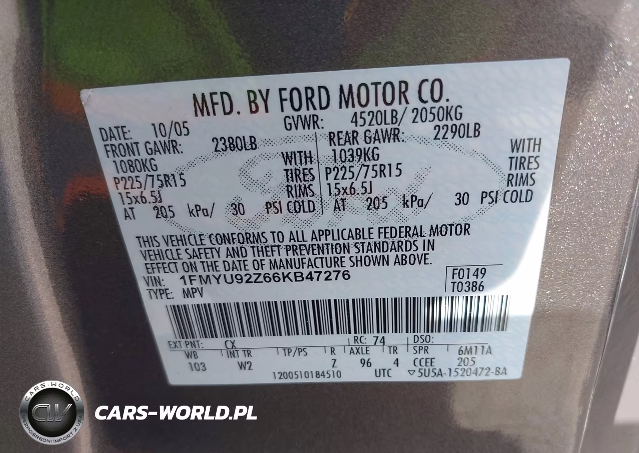 2006 Ford Escape Xls-Xls Manual VIN:1FMYU92Z66KB47276 - 9