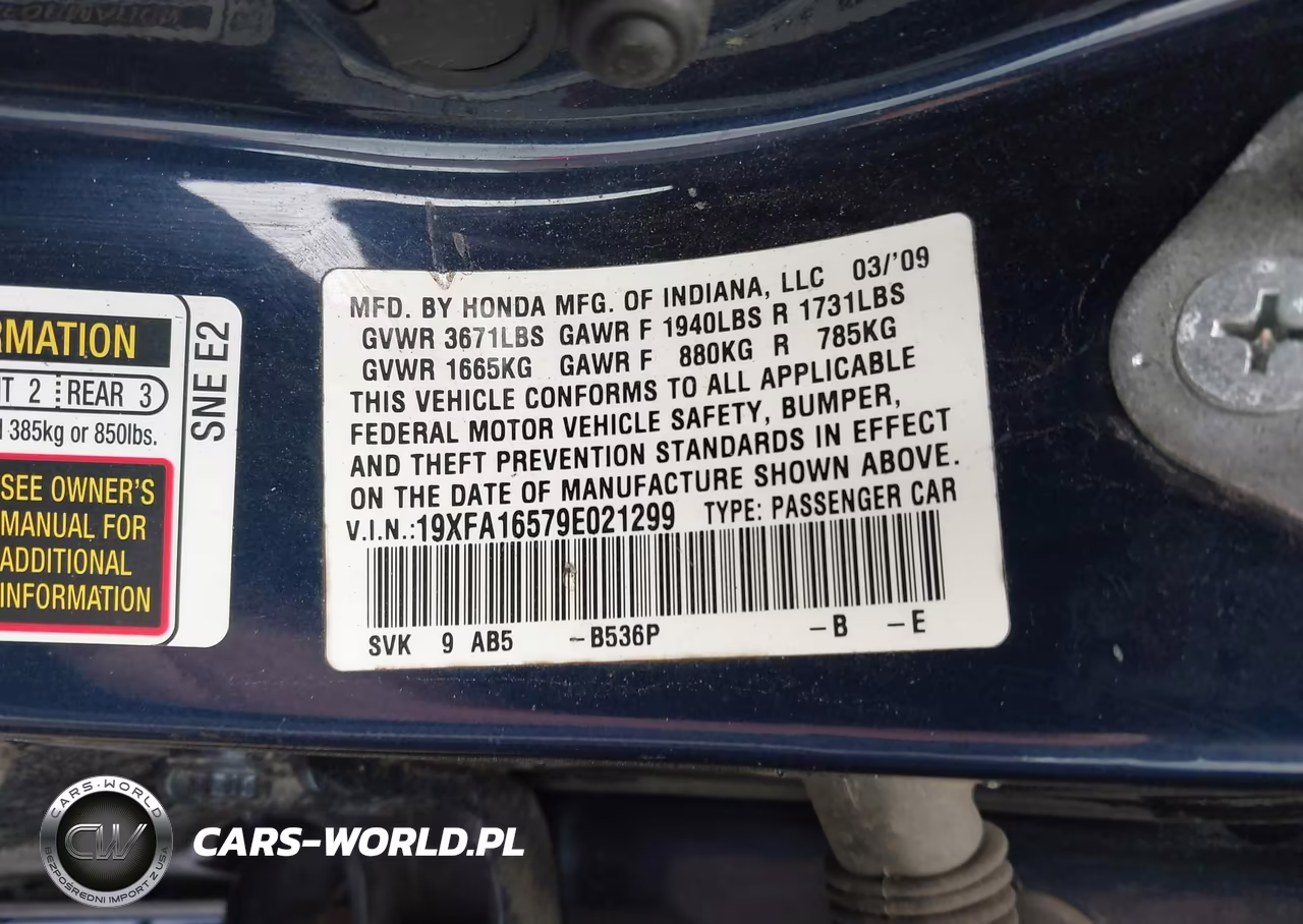 2009 Honda Civic Lx VIN:19XFA16579E021299 - 9
