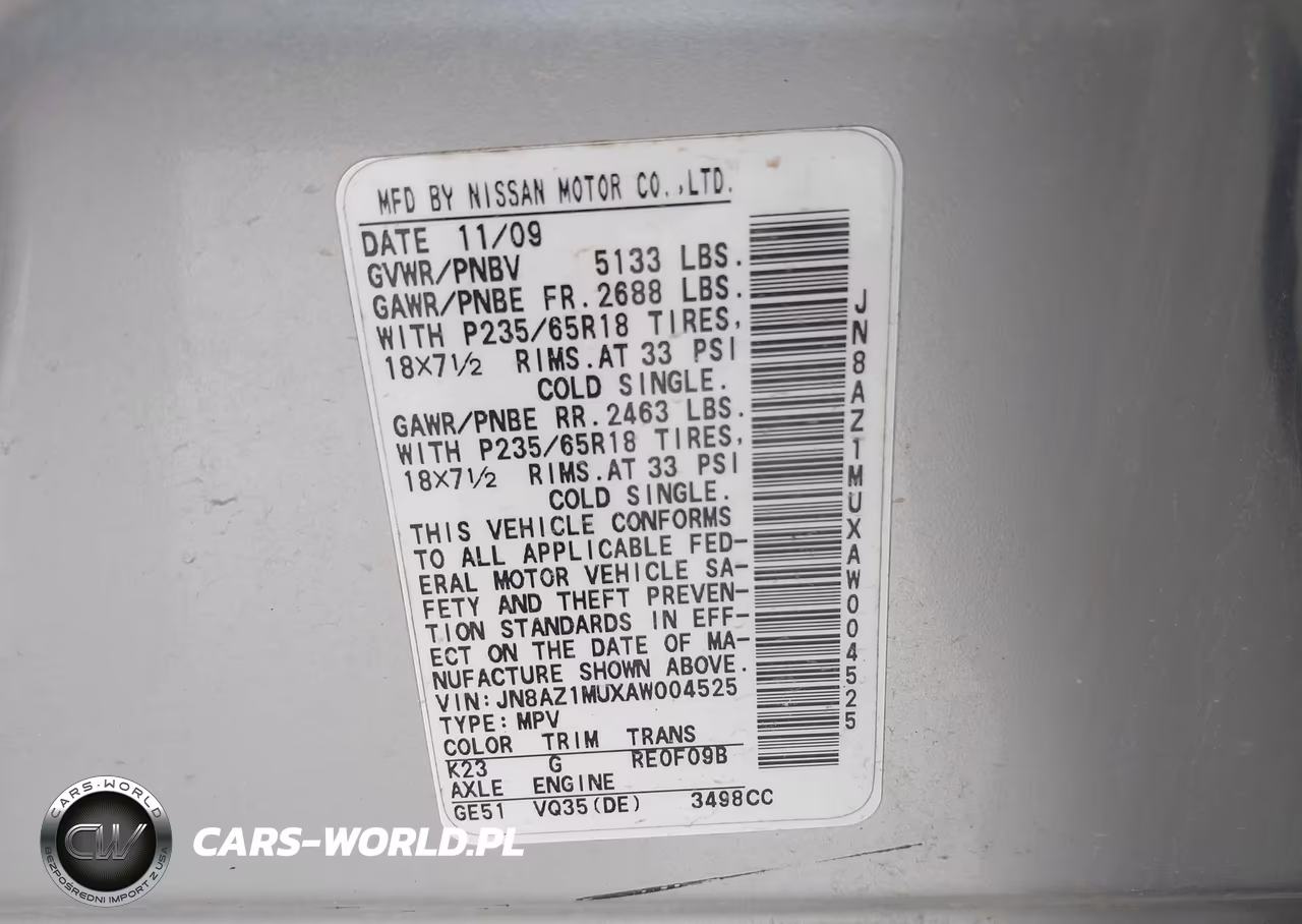 2010 Nissan Murano Sl VIN:JN8AZ1MUXAW004525 - 9
