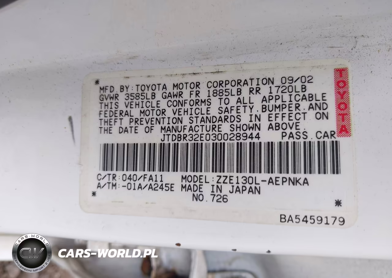2003 Toyota Corolla Le VIN:JTDBR32E030028944 - 9